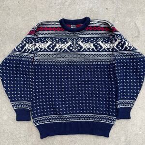 Vintage Dale of Norway Mens XL Wool Reindeer Fair Isle Nordic Ski Sweater